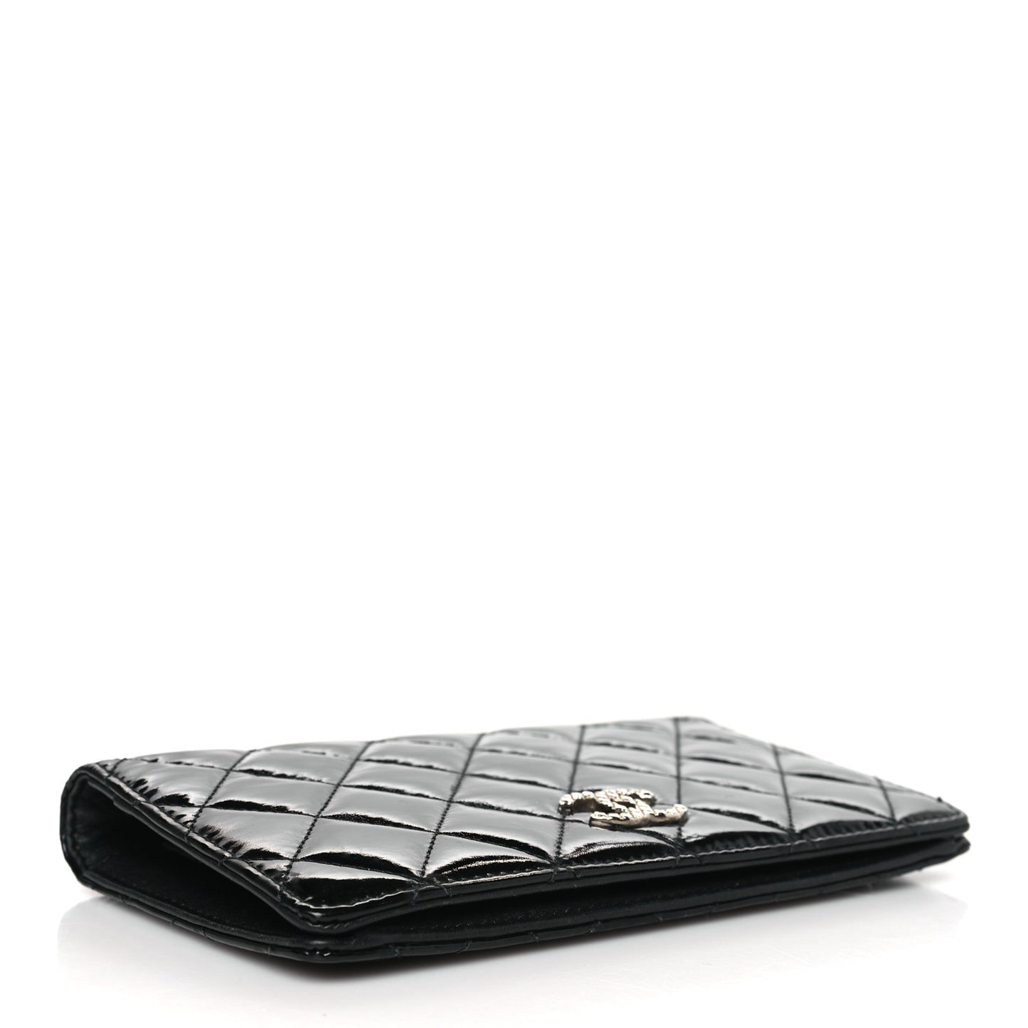Patent Quilted Brilliant Yen Wallet Black