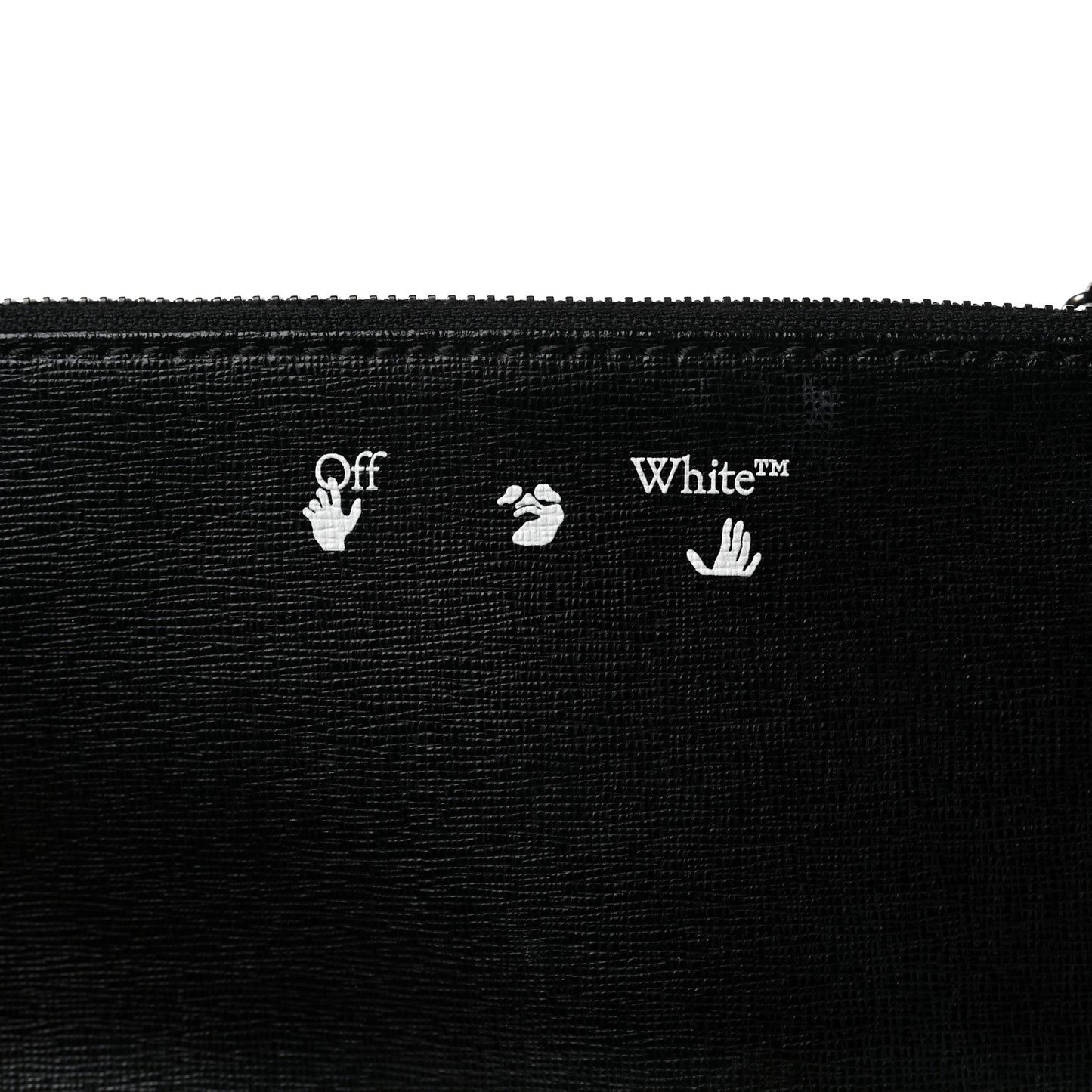 Saffiano Striped Diag Flat Pouch Black White