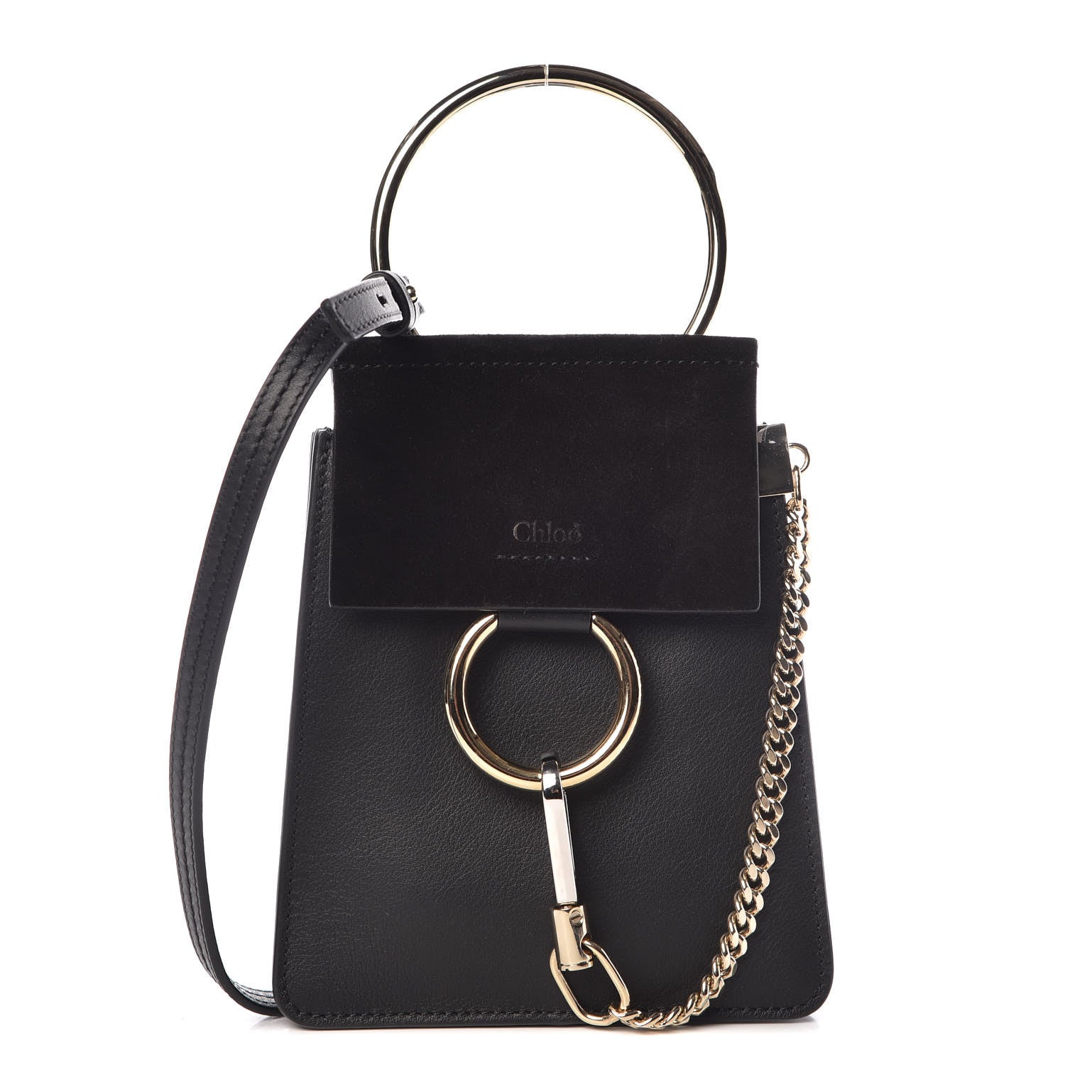 Chloe Suede Calfskin Mini Faye Bracelet Bag Black 1 of 15