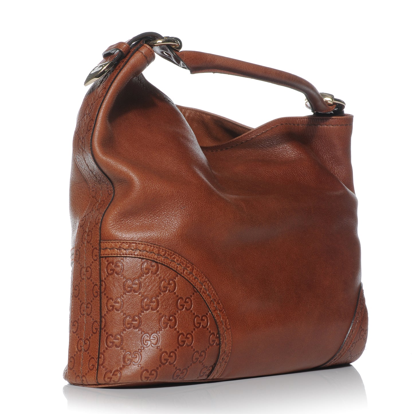 Leather Guccissima Trim Large Signoria Hobo Brown