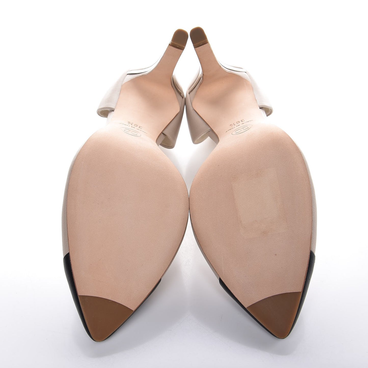 Lambskin Cap Toe d'Orsay Pumps 36.5 Beige Black
