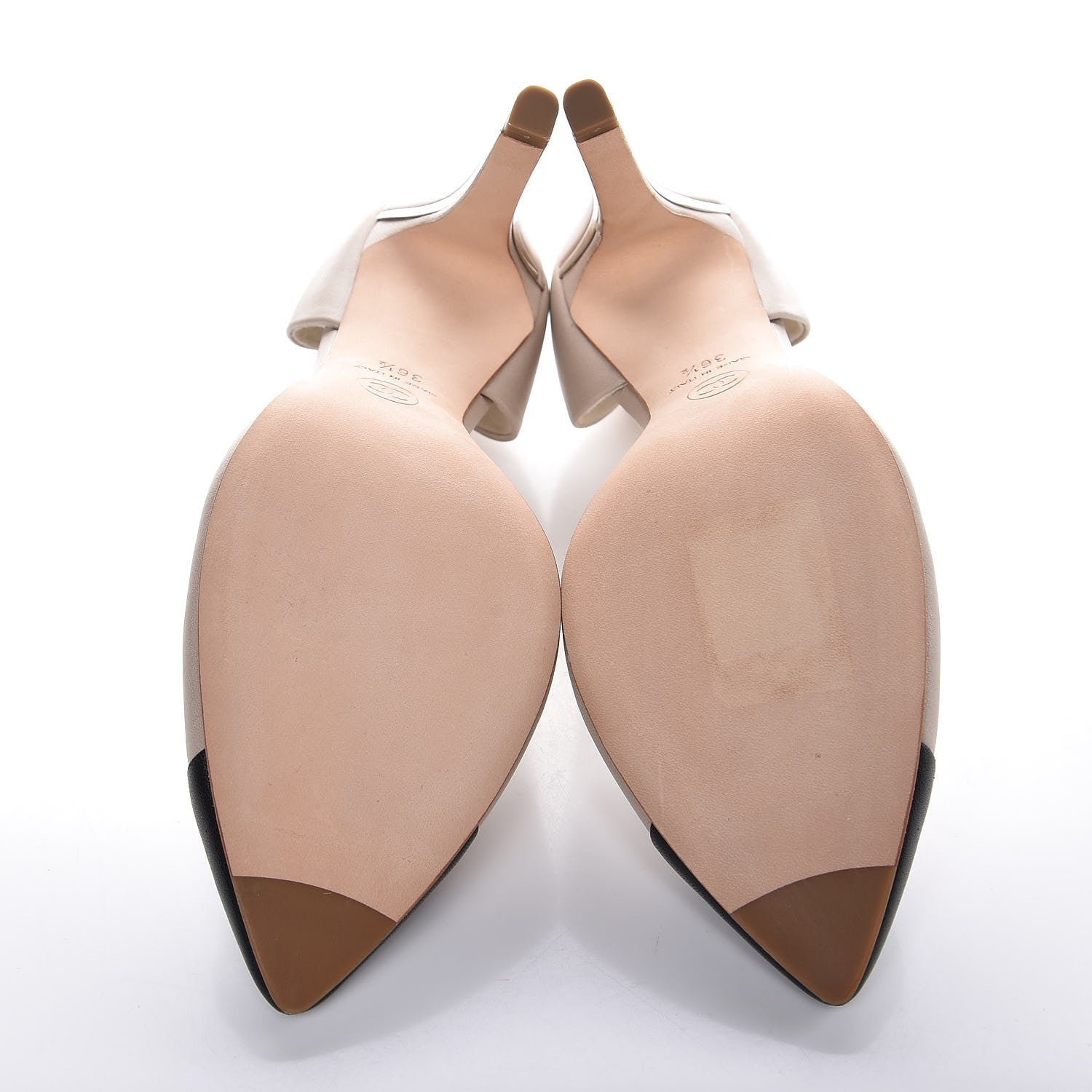 Chanel Lambskin Cap Toe d'Orsay Pumps 36.5 Beige Black 5 of 9