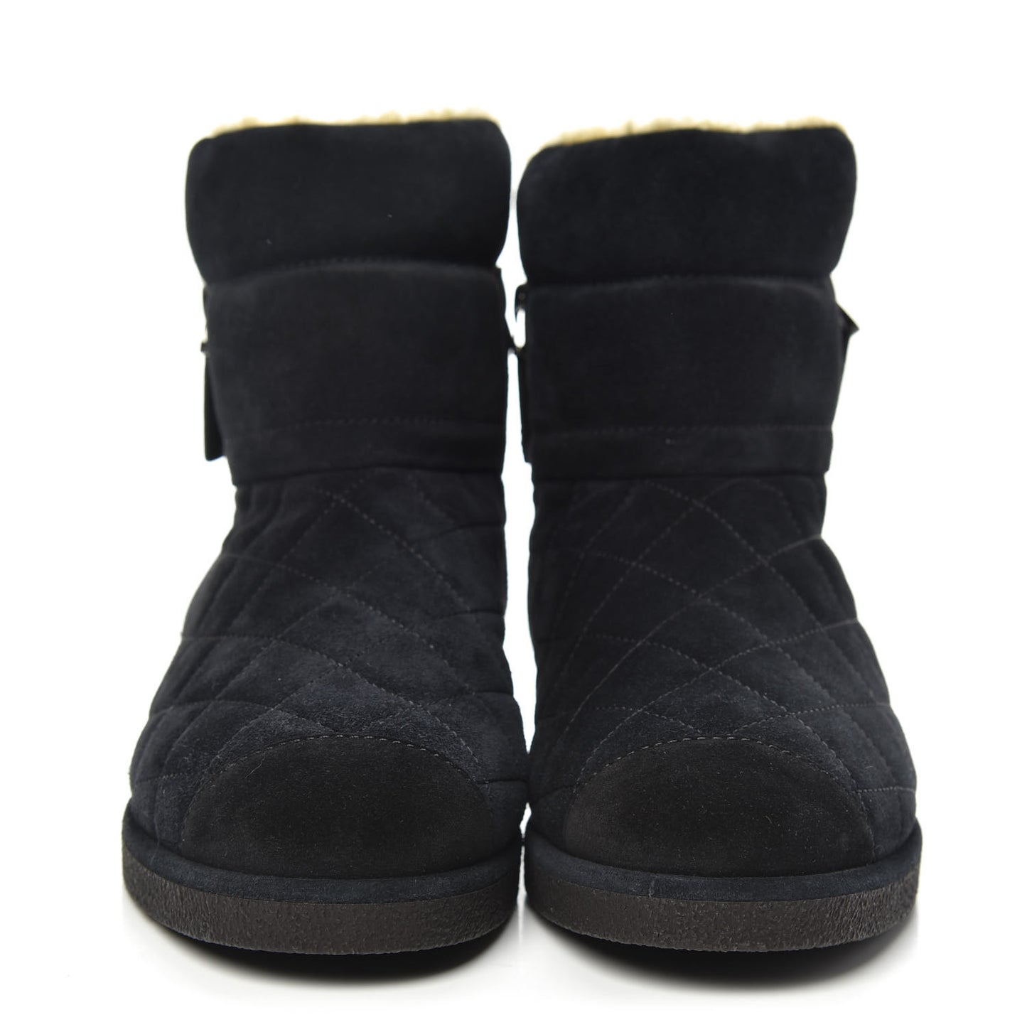 Suede Shearling Short Boots 37.5 Blue Marine Black