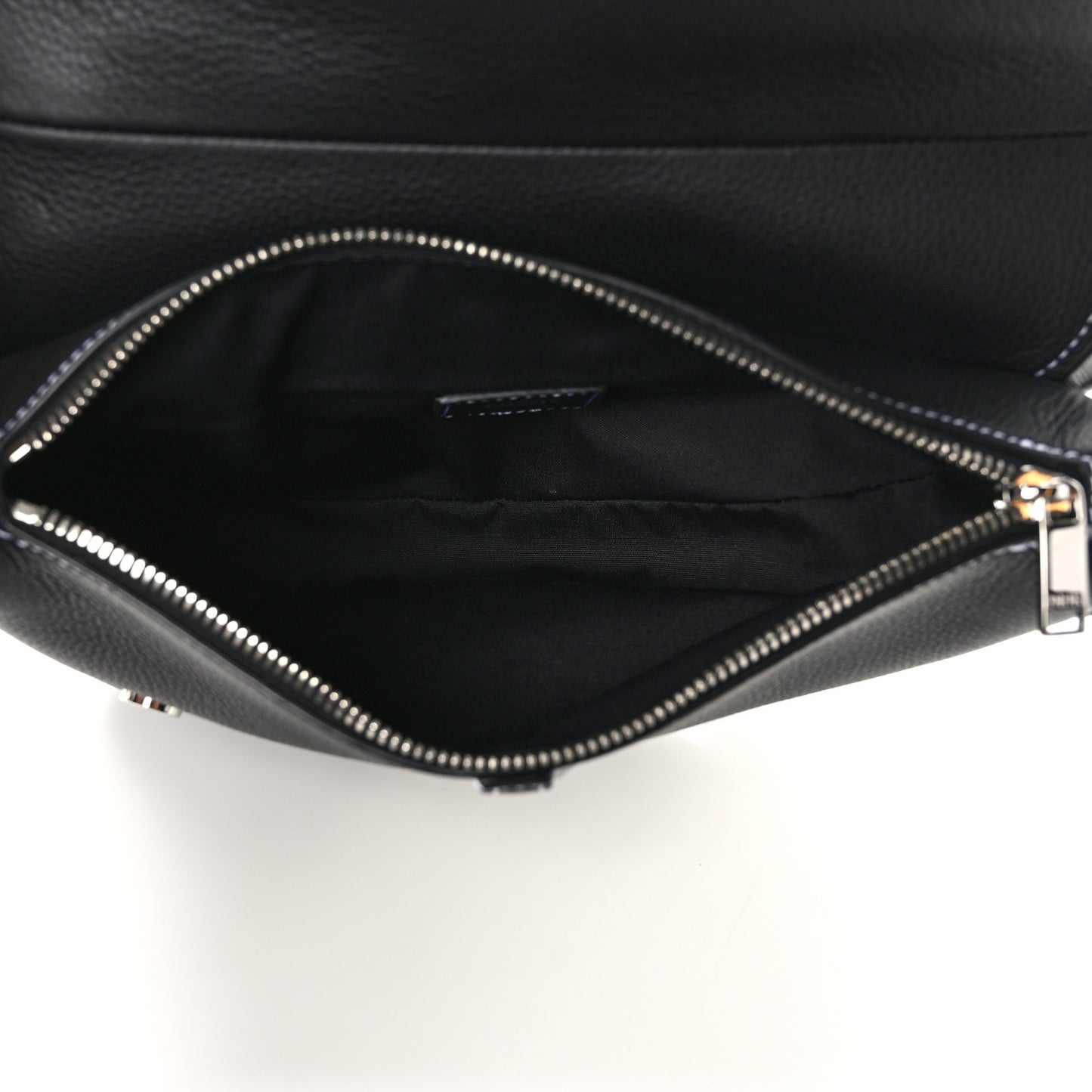 Grained Calfskin Mens Saddle Bag Black
