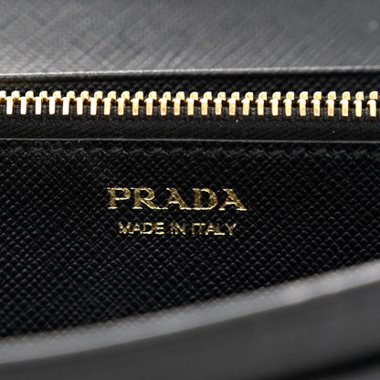 Prada Saffiano Metal Continental Flap Wallet Black 7 of 9
