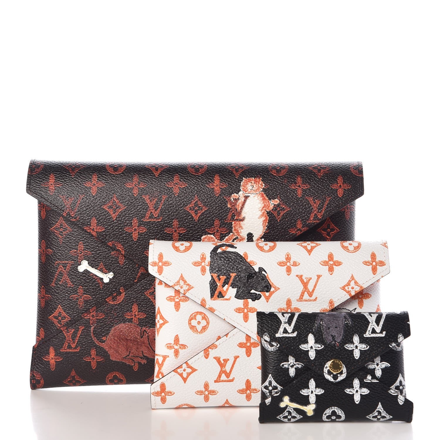 Louis Vuitton Catogram Kirigami Pochette Set Marron White Black 3 of 10