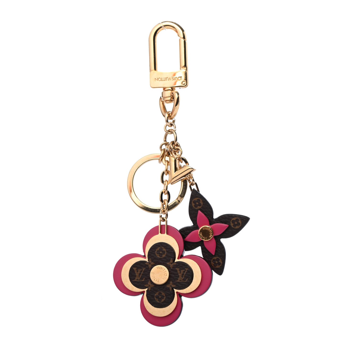 Monogram Blooming Flowers Bag Charm Key Holder Brown