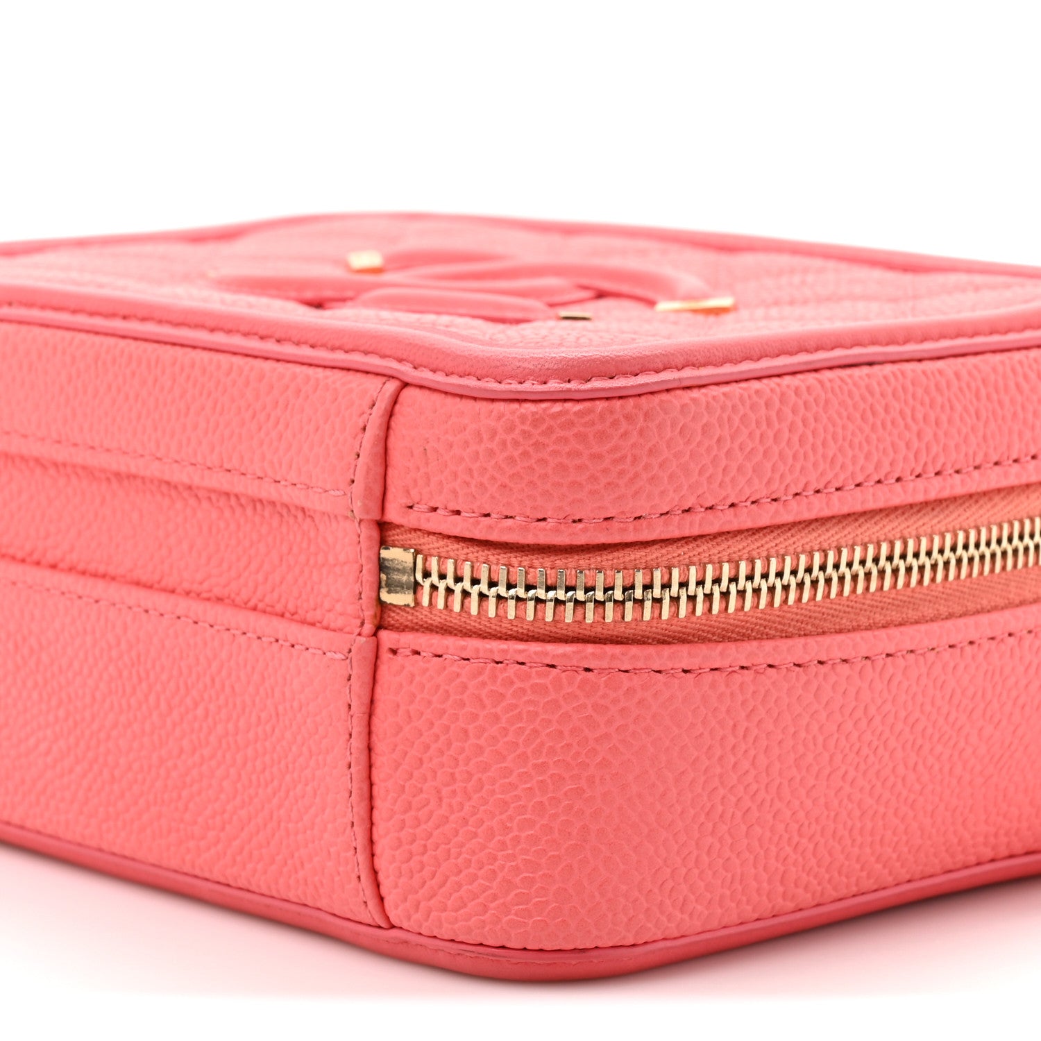 Chanel Caviar Quilted Small CC Filigree Vanity Case Coral 9 of 10