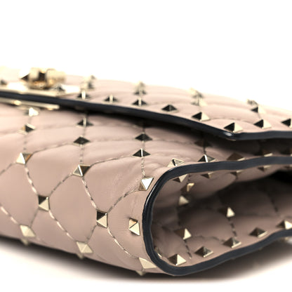Valentino Garavani Lambskin Rockstud Spike Wallet on Chain Poudre 11 of 11