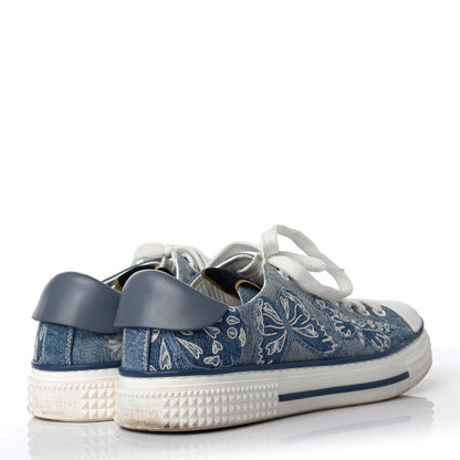Valentino Garavani Denim Butterfly Embroidered Sneakers 37 Light Denim 3 of 4