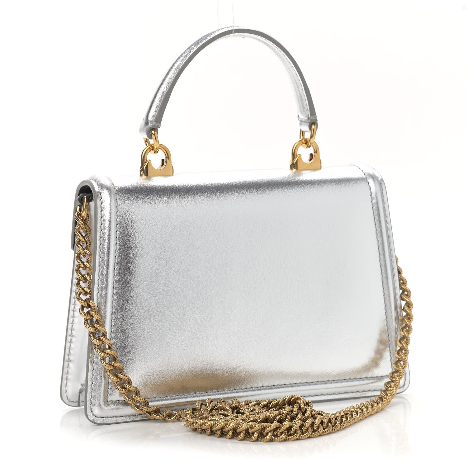 Dolce & Gabbana Metallic Nappa Small Devotion Top Handle Bag Silver 3 of 11