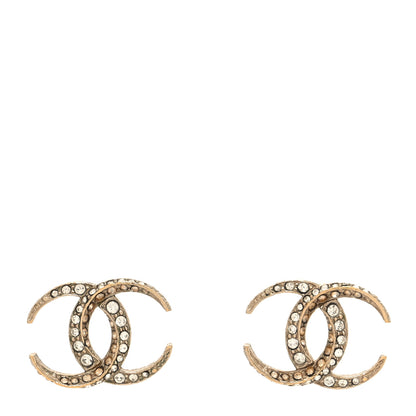 Chanel Crystal CC Moon Earrings Gold 1 of 5