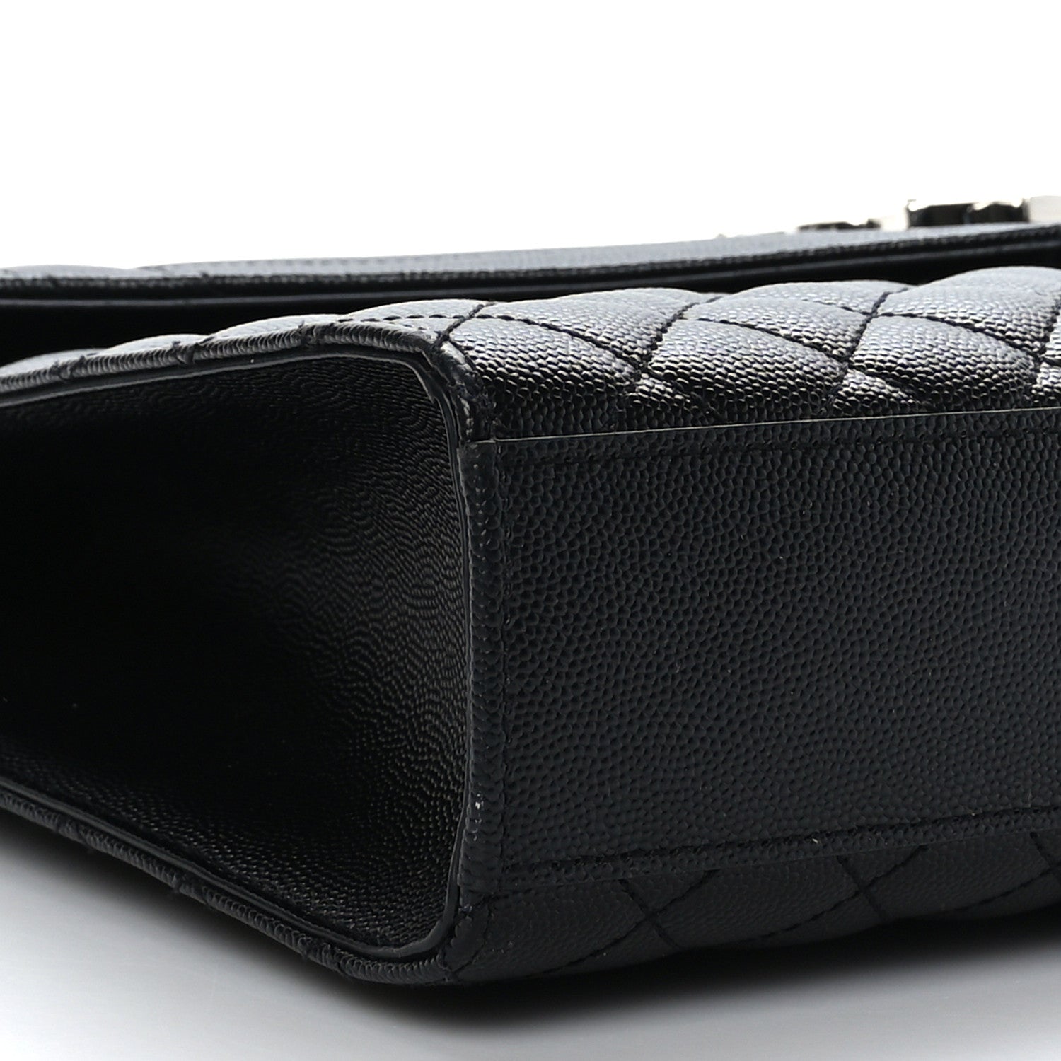 Saint Laurent Grain De Poudre Textured Mixed Matelasse Large Triquilt Monogram Satchel Black 6 of 9