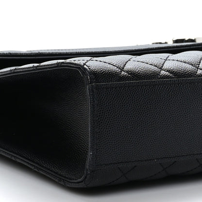 Saint Laurent Grain De Poudre Textured Mixed Matelasse Large Triquilt Monogram Satchel Black 6 of 9