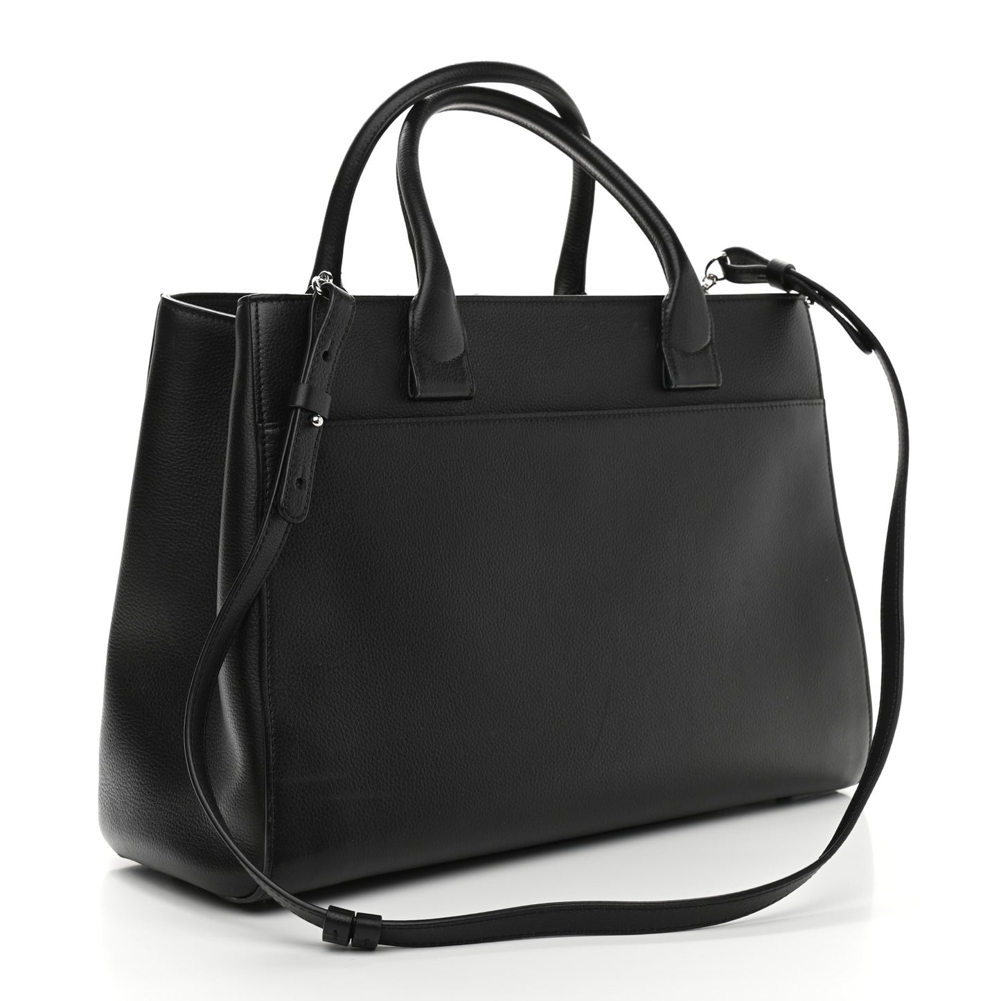 Grained Calfskin Medium Neo Executive Shopper Tote Black