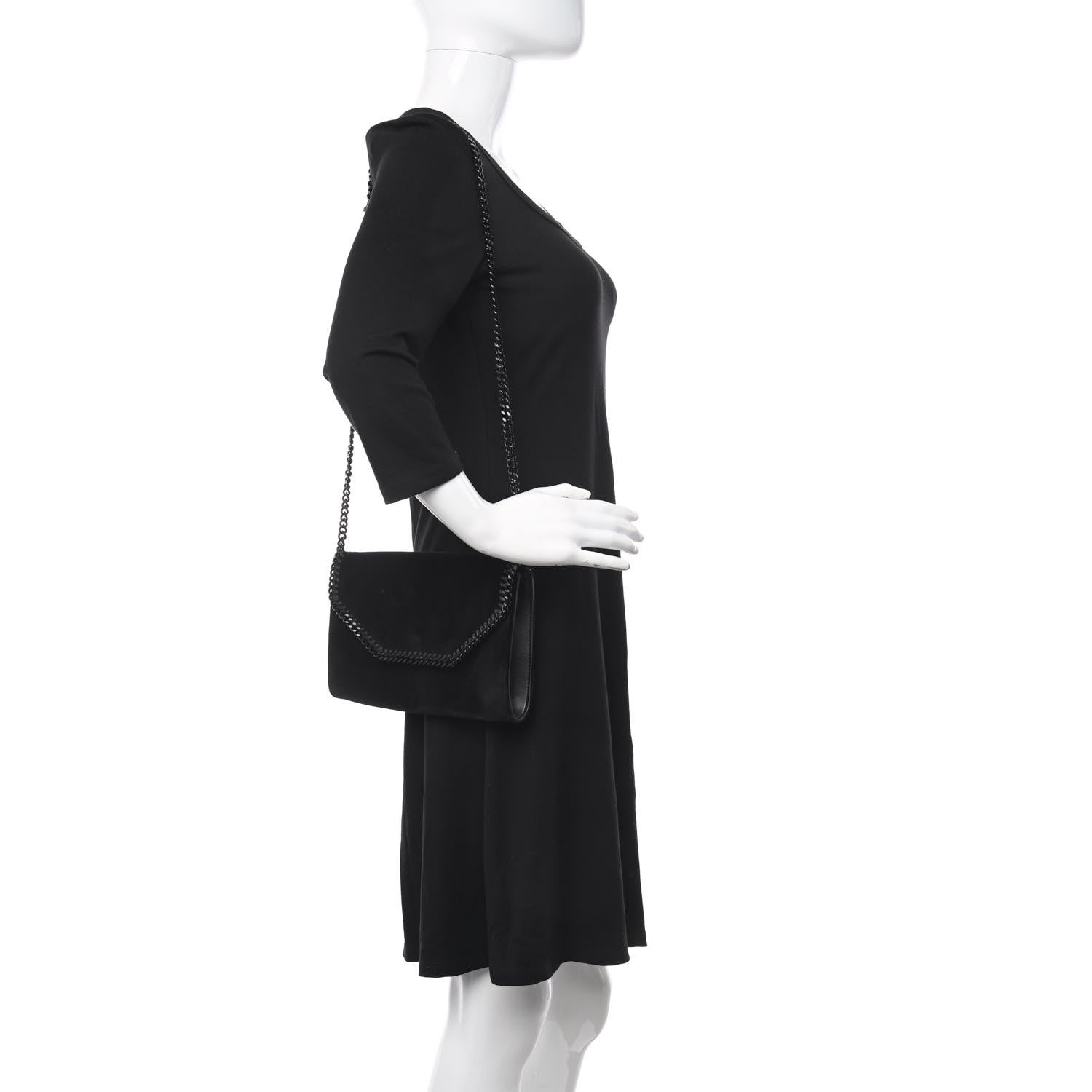 Stella McCartney Velvet Effect Falabella Shoulder Bag Black 2 of 10