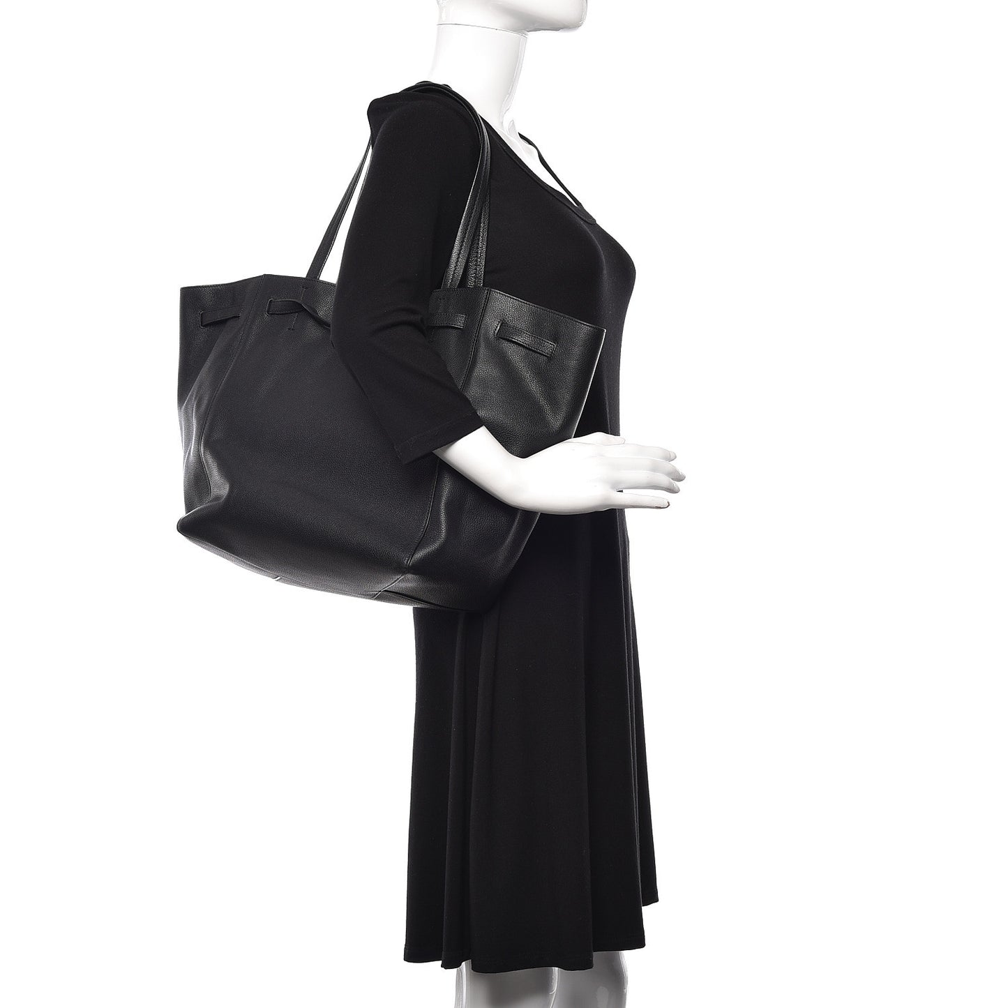 Soft Grained Calfskin Small Belt Cabas Phantom Black