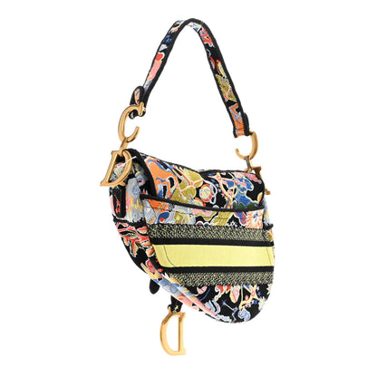 Christian Dior Canvas Embroidered Zodiac Fantastico Saddle Bag Black Multicolor 3 of 11