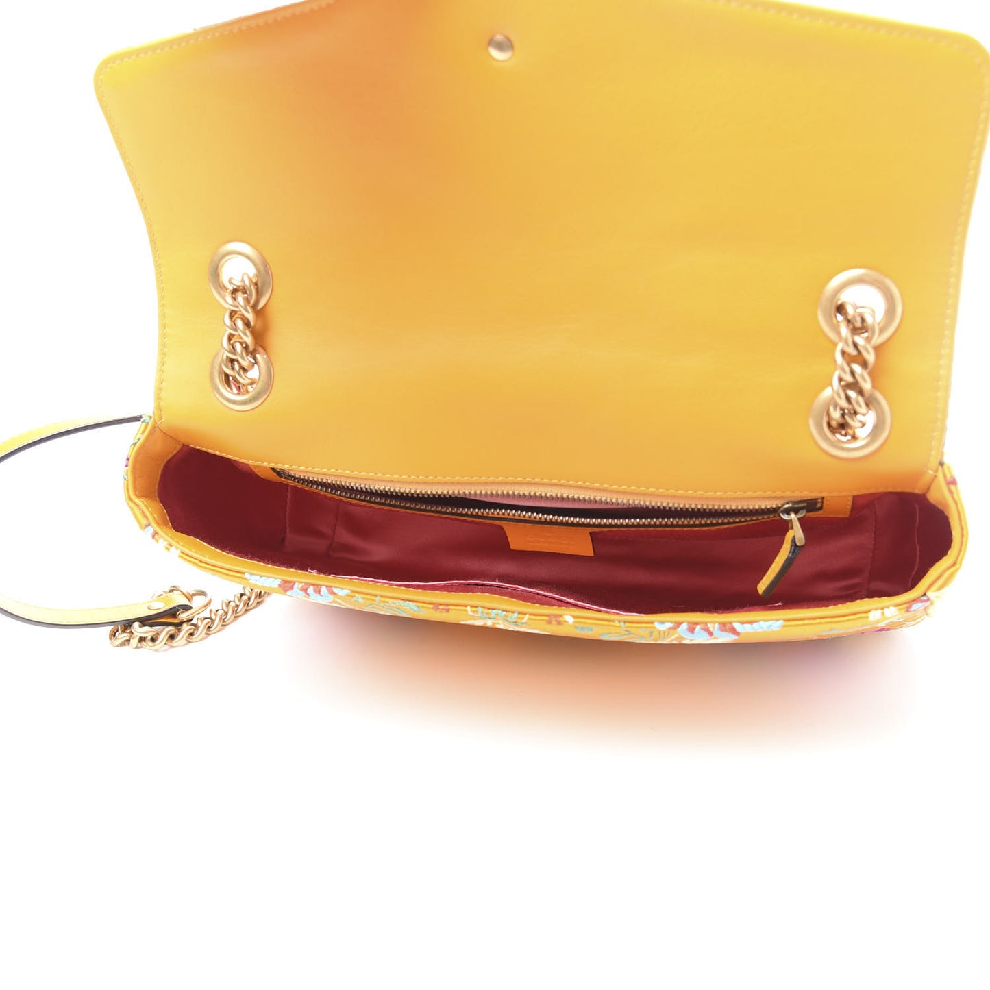 Jacquard Matelasse Floral Medium GG Marmont Shoulder Bag Yellow