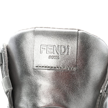 Fendi Metallic Nappa Macro FF Embossed High Top Sneakers 39 Silver 8 of 9