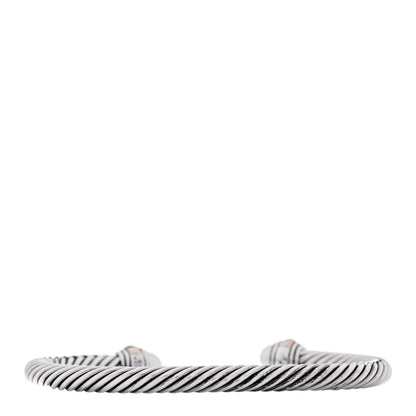 David Yurman Sterling Silver 14K Yellow Gold Cultured Pearl 5mm Cable Classics Petite Color Bracelet 2 of 3