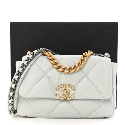 Chanel Lambskin Quilted Medium Chanel 19 Flap Light Blue 11 of 11