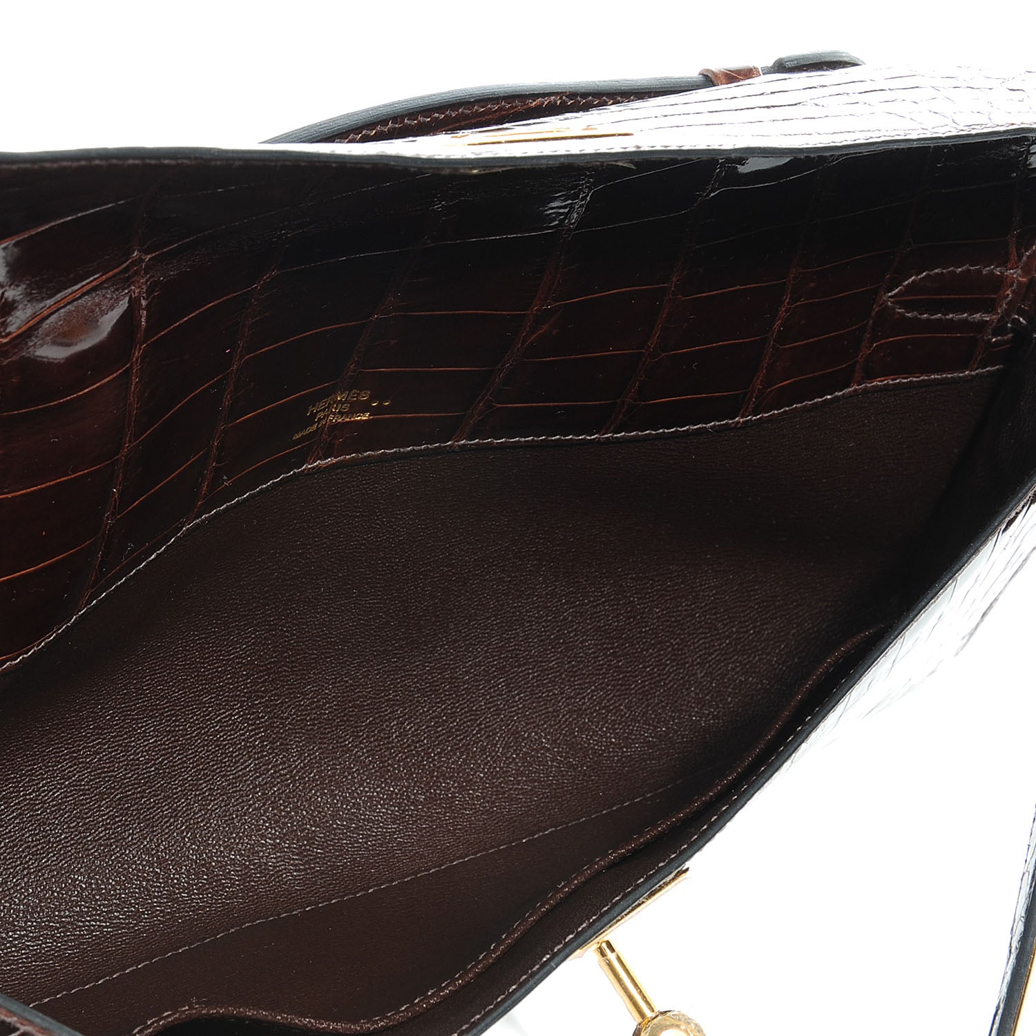 Hermes Niloticus Crocodile Kelly Cut Pochette Havane 7 of 9