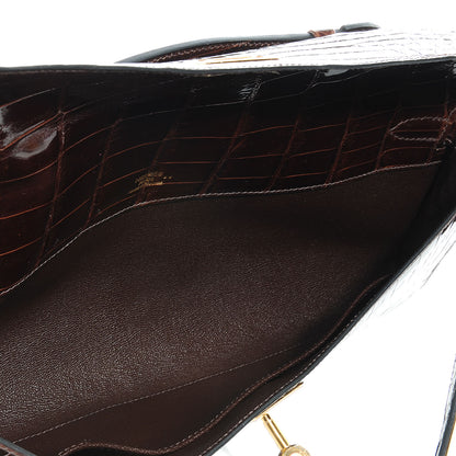 Hermes Niloticus Crocodile Kelly Cut Pochette Havane 7 of 9