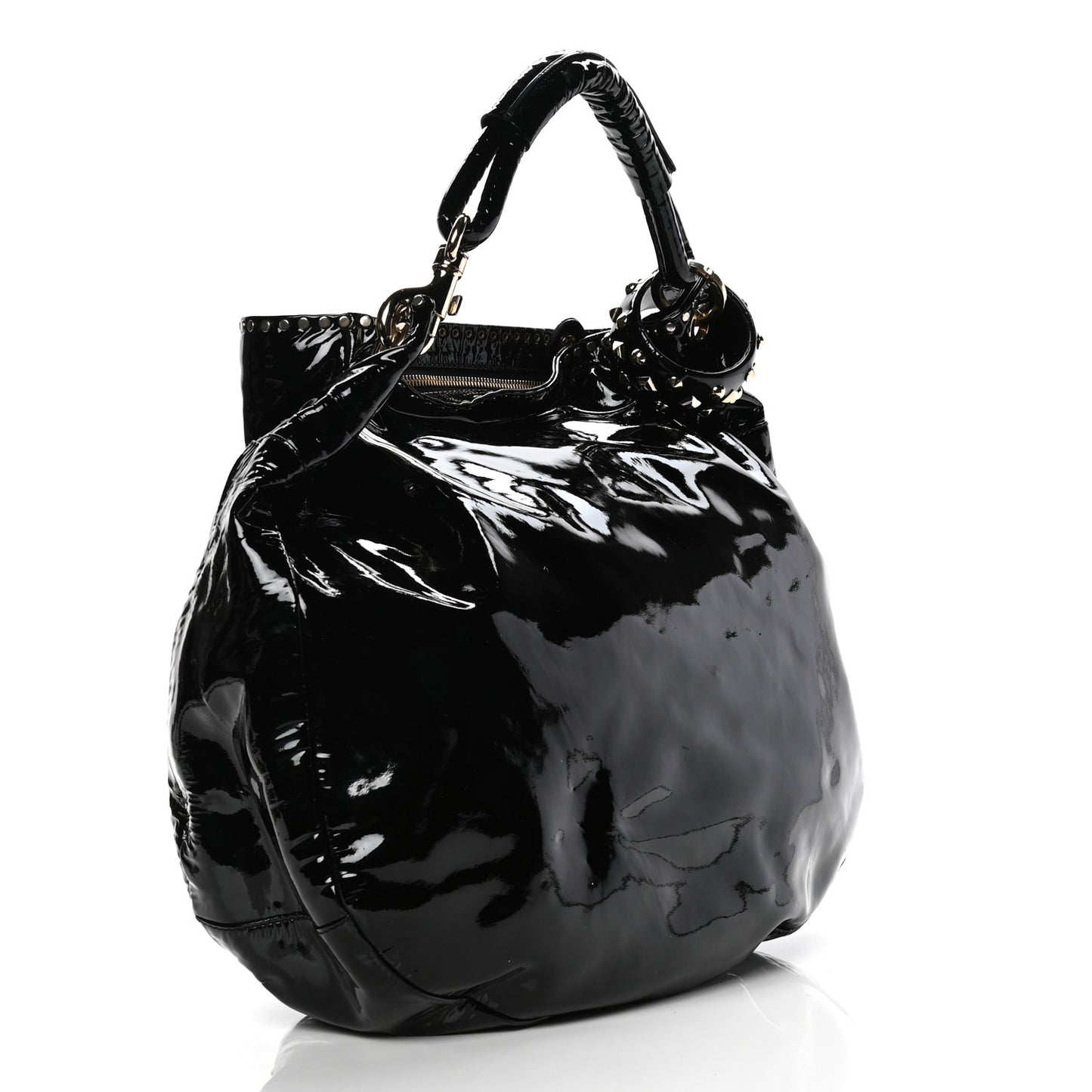 Patent Studded Peace Sky Hobo Black