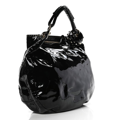 Jimmy Choo Patent Studded Peace Sky Hobo Black 2 of 6