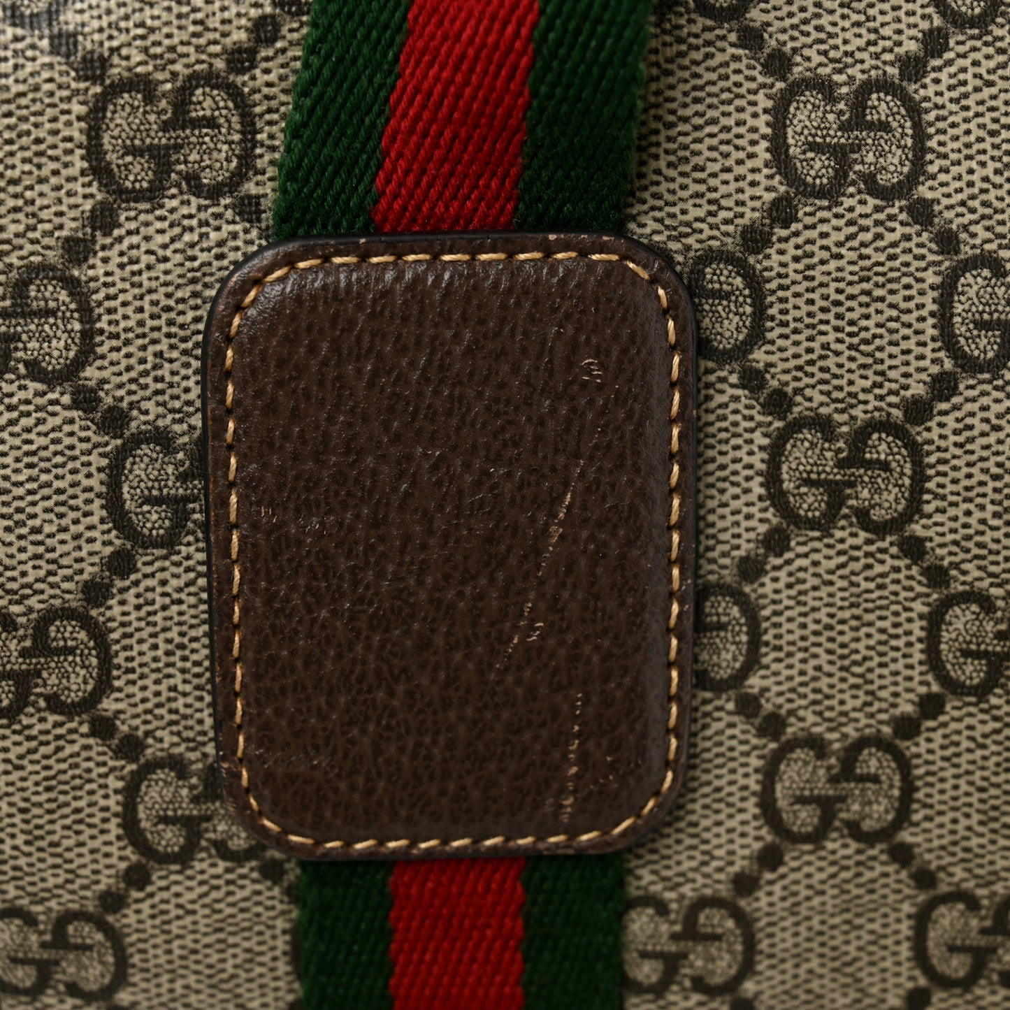 GG Supreme Monogram Web Medium Duffle Bag Brown