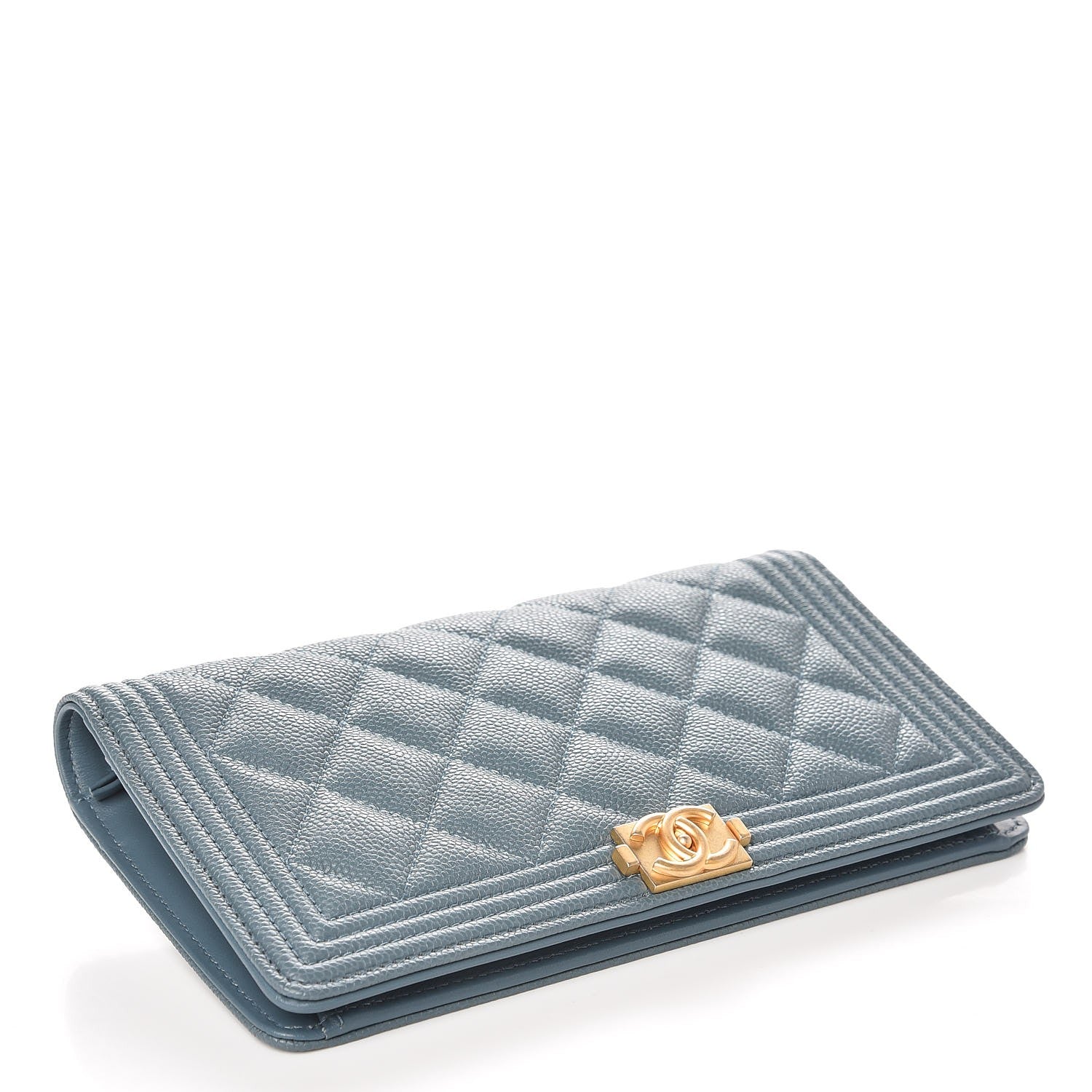 Chanel Caviar Quilted Boy Yen Wallet Blue 5 of 18
