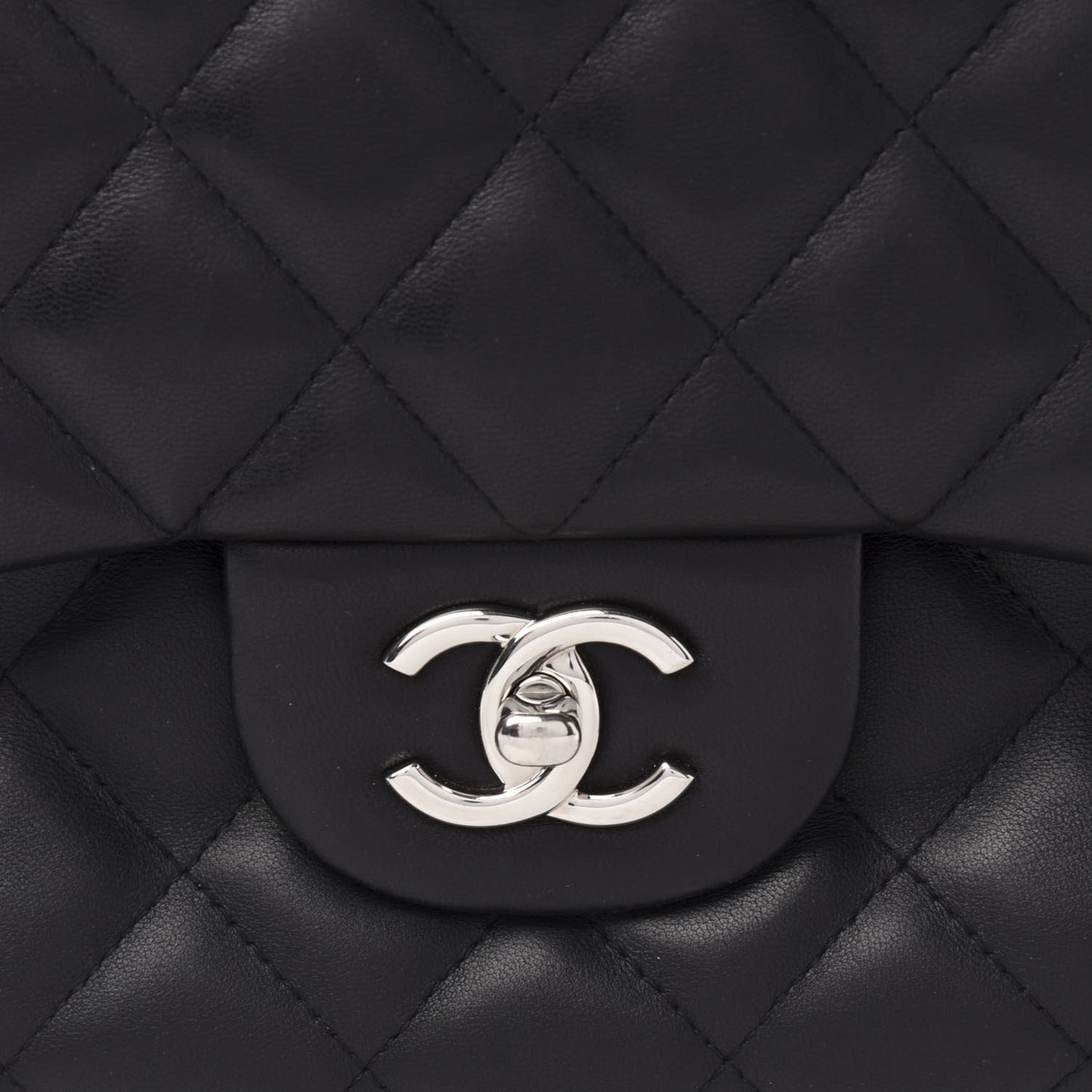 Lambskin Quilted Jumbo Double Flap Black
