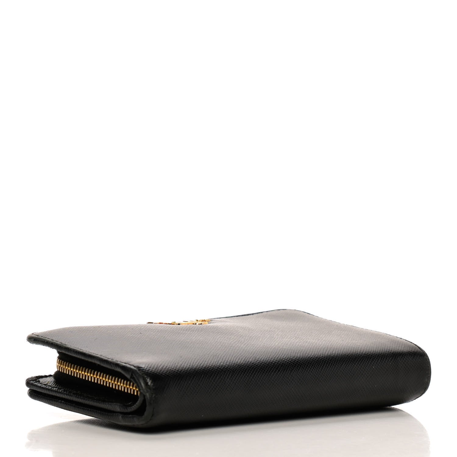 Prada Saffiano Metal Compact Wallet Black 4 of 8