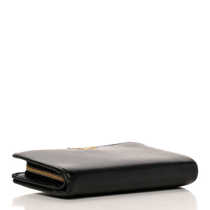 Prada Saffiano Metal Compact Wallet Black 4 of 8