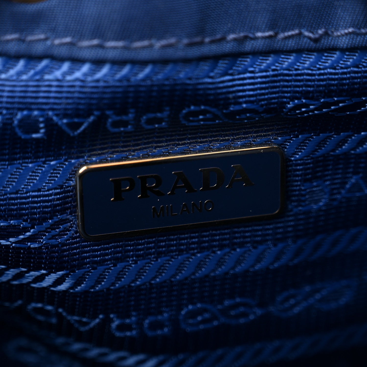 Prada Saffiano Tessuto Nylon Bucket Wristlet Royal 6 of 9