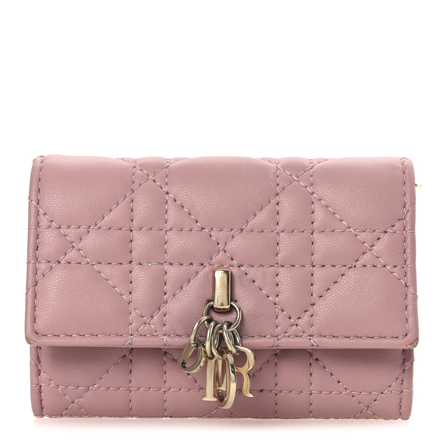 Christian Dior Lambskin Cannage Miss Dior Glycine Wallet Pink
