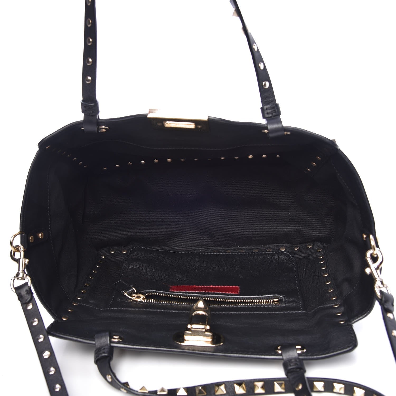Valentino Garavani Vitello Small Rockstud Tote Black 6 of 7