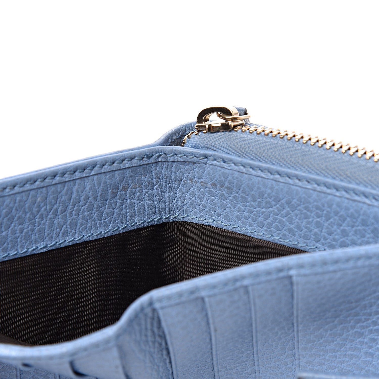 Gucci Monogram Dollar Calfskin Zip Around French Flap Wallet Beige Ebony Mineral Blue 9 of 19