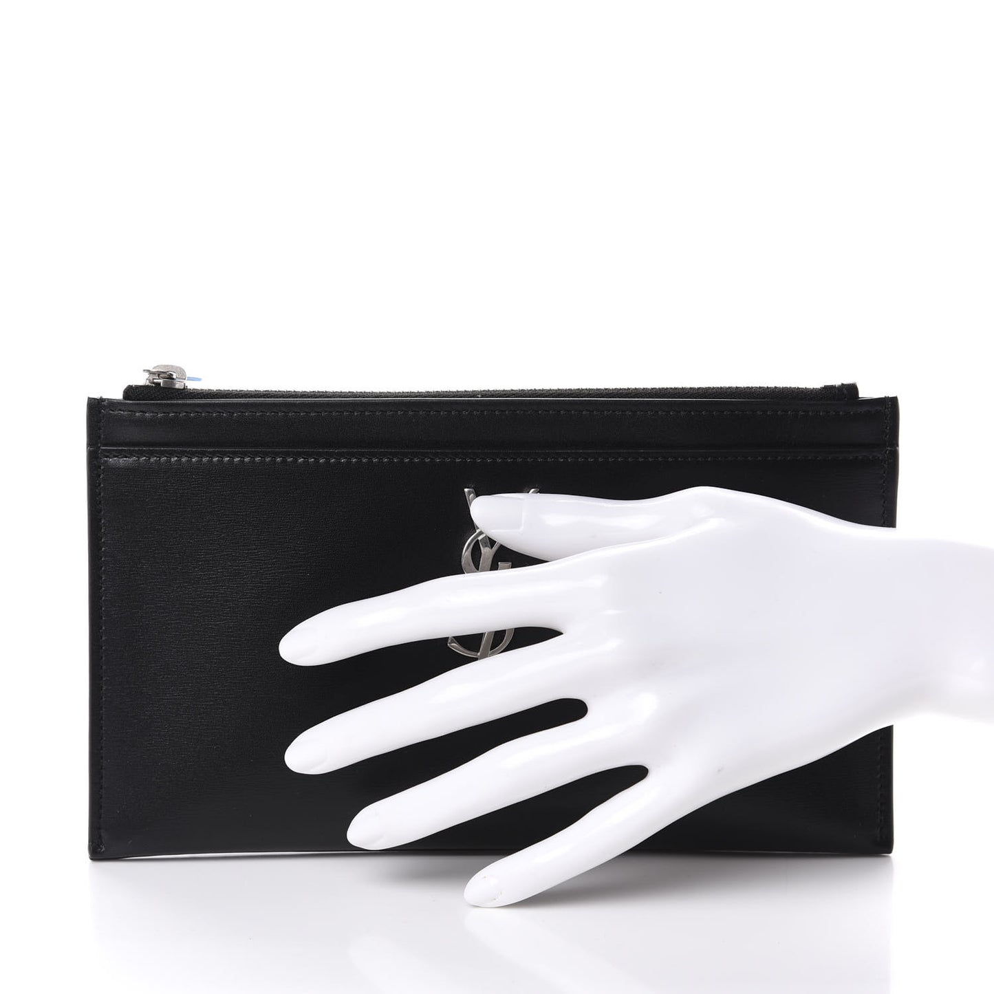 Smooth Calfskin Monogram Zip Bill Pouch Black