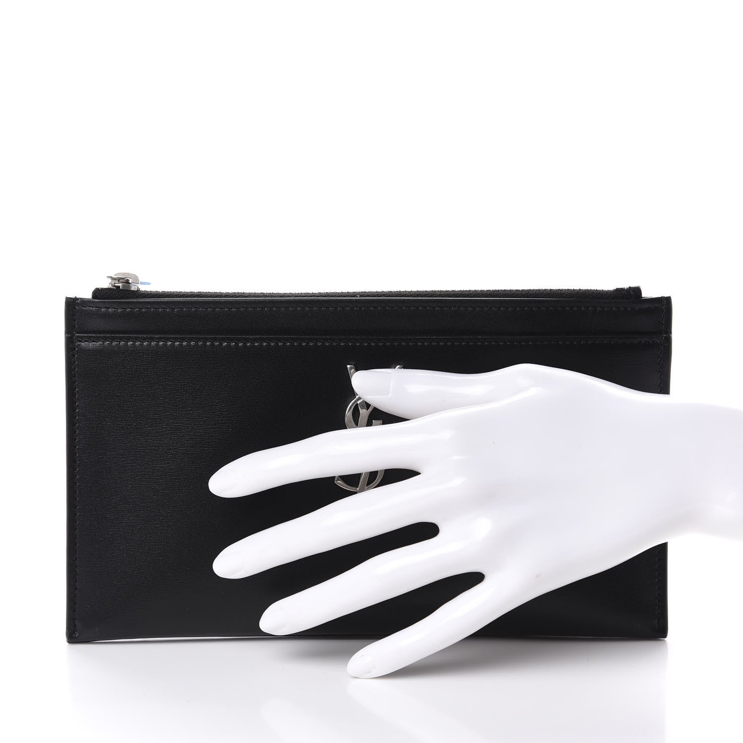 Saint Laurent Smooth Calfskin Monogram Zip Bill Pouch Black 2 of 8