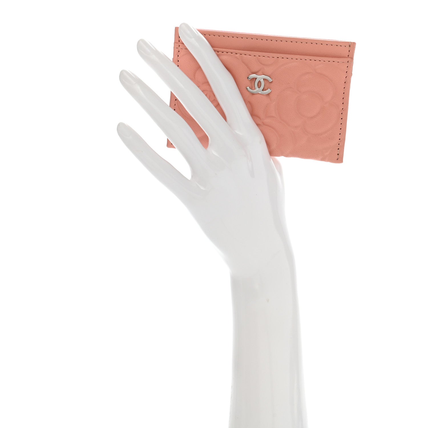 Chanel Goatskin Camellia Embossed Card Holder Light Pink 2 of 8