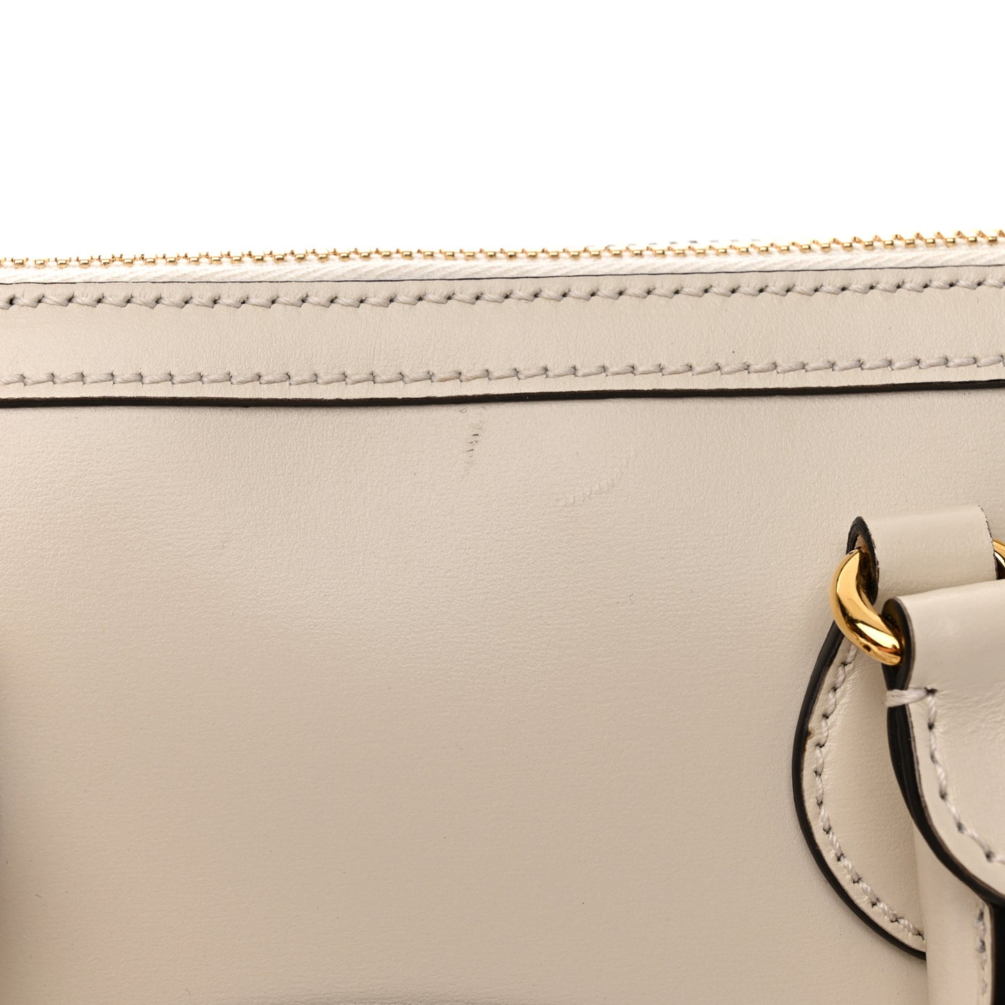 Boarded Plutone Calfskin Small Horsebit 1955 Top Handle Bag Mystic White