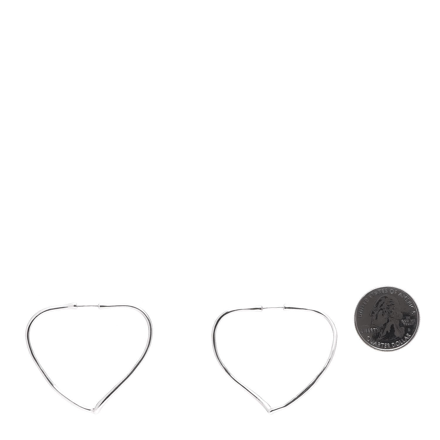 Tiffany Sterling Silver Small Elsa Peretti Open Heart Hoop Earrings 2 of 5