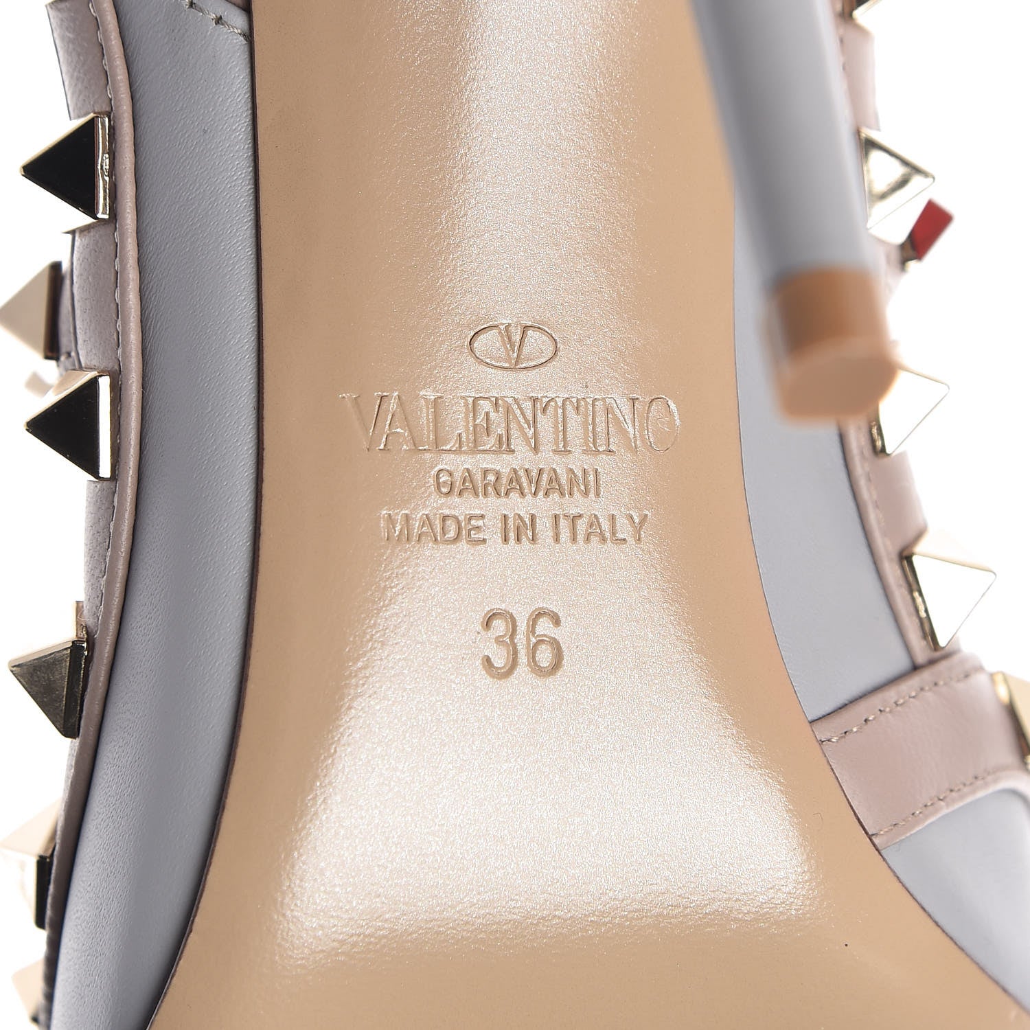 Valentino Garavani Calfskin Nappa Rockstud Ankle Strap 100mm Pumps 36 Pastel Grey Poudre 7 of 10