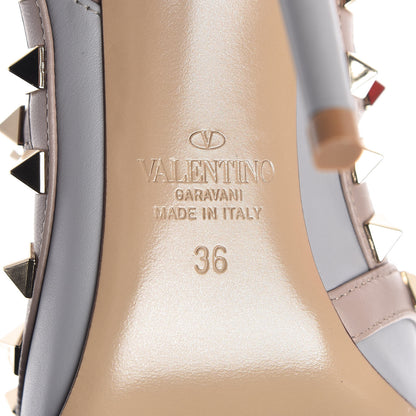 Valentino Garavani Calfskin Nappa Rockstud Ankle Strap 100mm Pumps 36 Pastel Grey Poudre 7 of 10