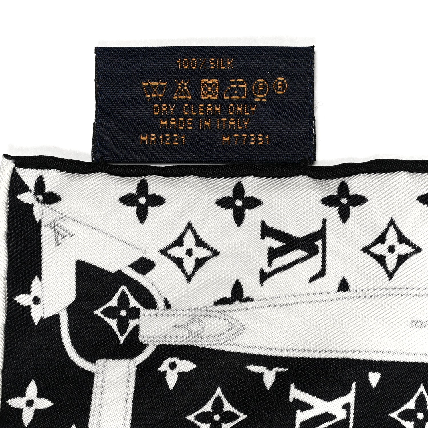 Louis Vuitton Silk Monogram Confidential Square Scarf Black White