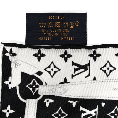 Louis Vuitton Silk Monogram Confidential Square Scarf Black White 3 of 3