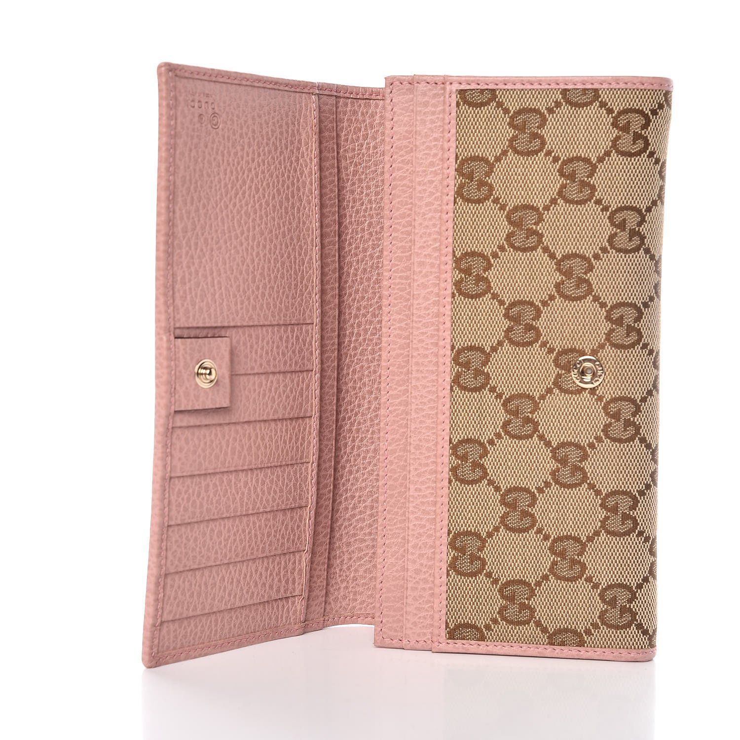 Gucci Monogram Dollar Calfskin Continental Flap Wallet Beige Ebony Soft Pink 5 of 8