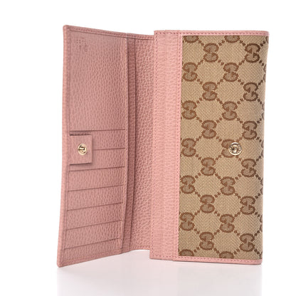 Gucci Monogram Dollar Calfskin Continental Flap Wallet Beige Ebony Soft Pink 5 of 8